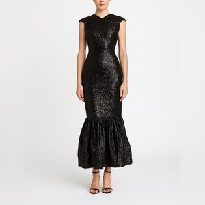 J. Mendel Gown Dress Metallic Silk Pleated